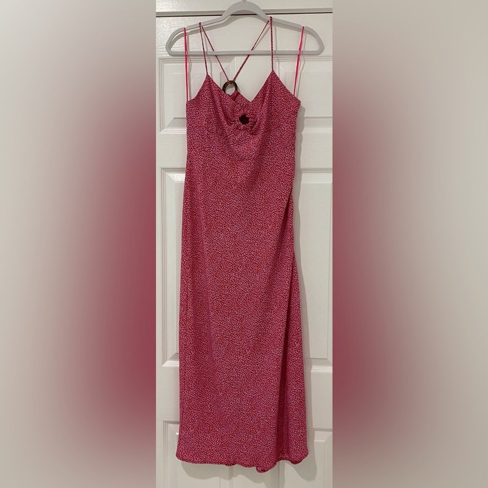 Zara Red Animal Print Midi Dress